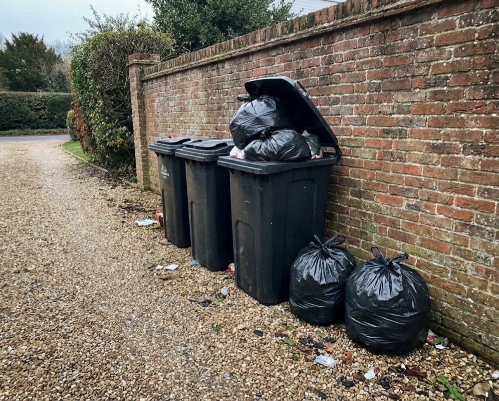 Overflowing wheelie bins in Worthing needing private collection